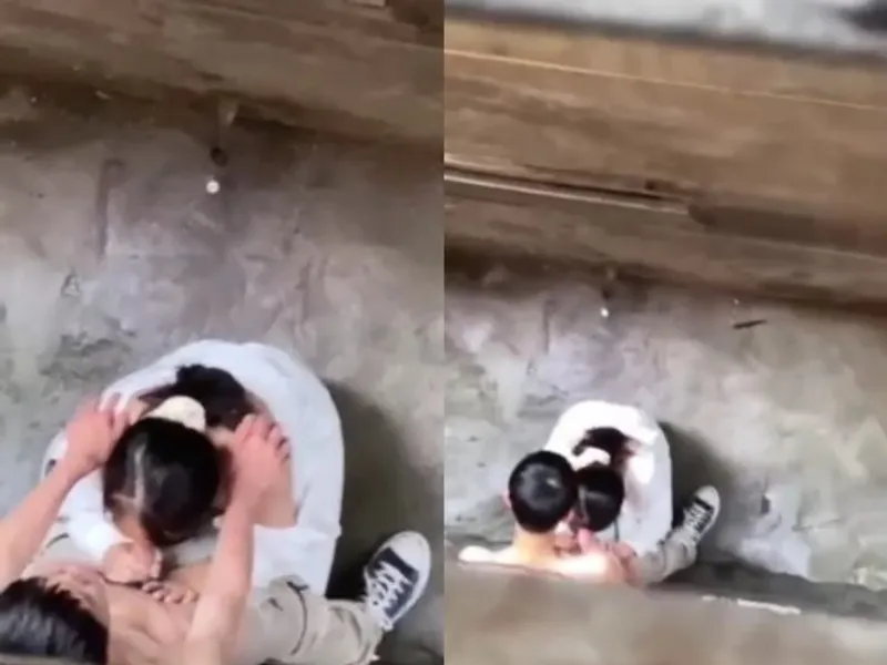 Quay lén học sinh nữ mút cu người yêu ở khe nhà