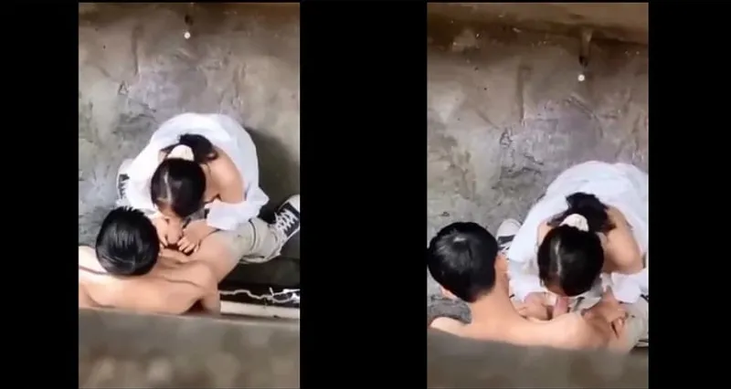 Quay lén em em học sinh bj cho em gái trong hẻm